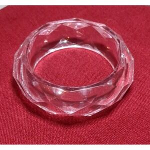 Vintage‎ 80s Clear/Pink Lucite Faceted Chunky Bangle Bracelet